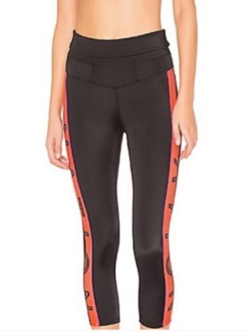 P.E Nation Black, Red & White Athletic Leggings and Sports Bra Set
